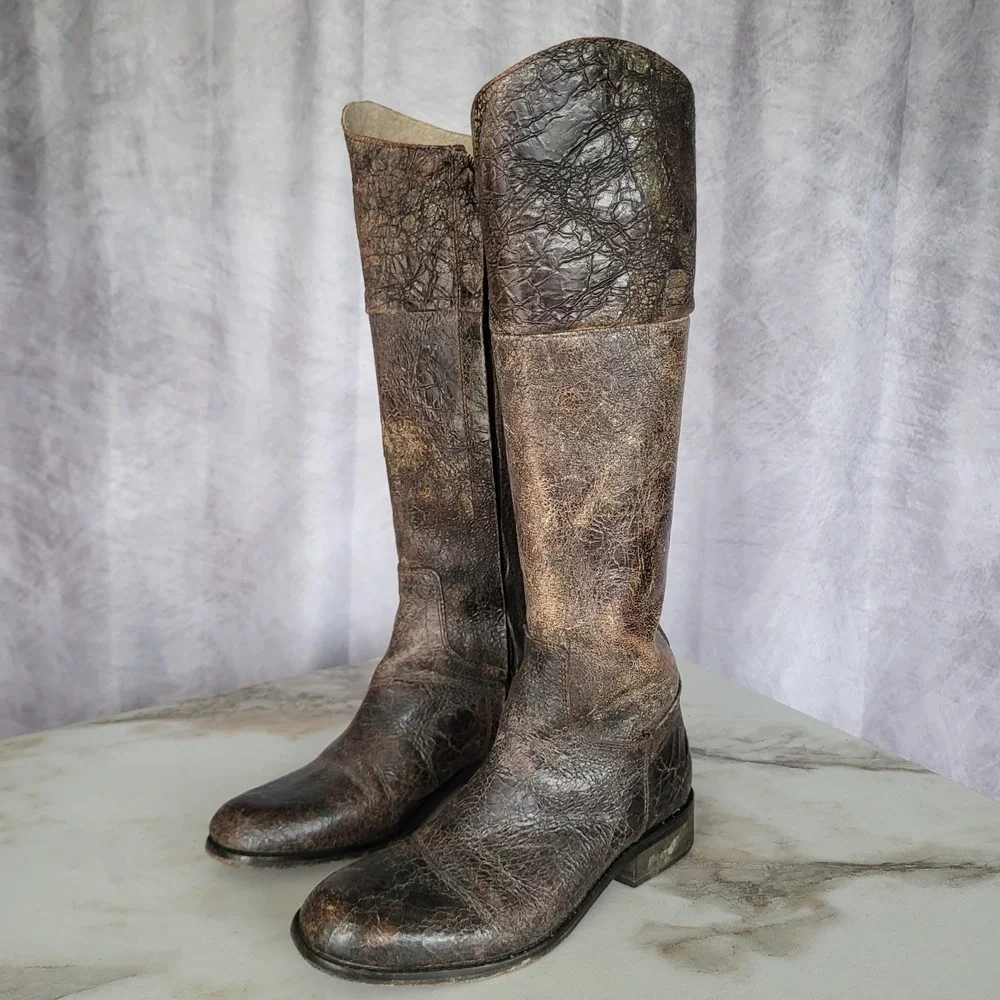 STEVEN by Steve Madden REINS Distressed Knee High Boots Size 6 Women's